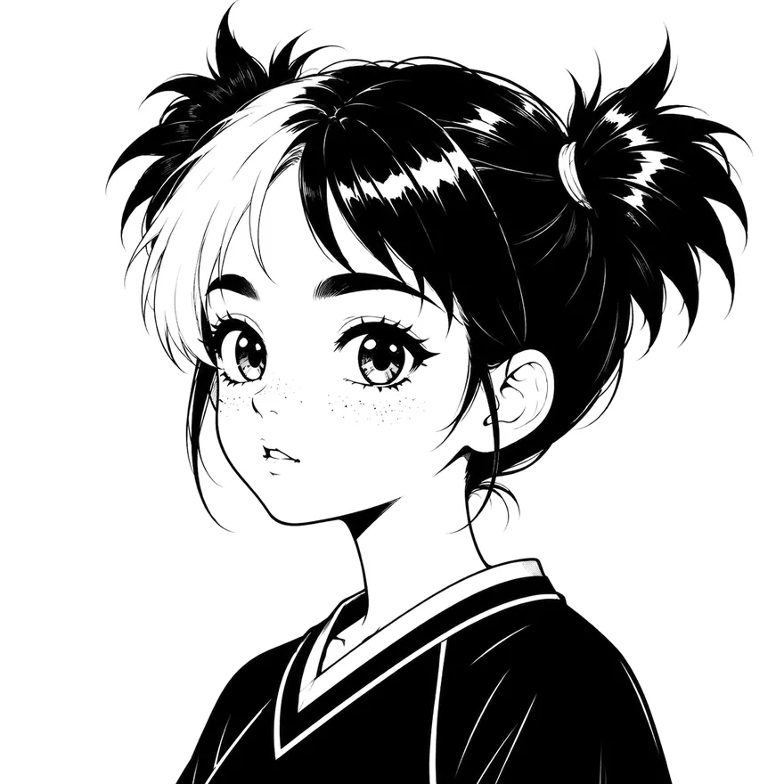 Gennie, the studio's character, drawn in ink. She turns to follow your pointer.